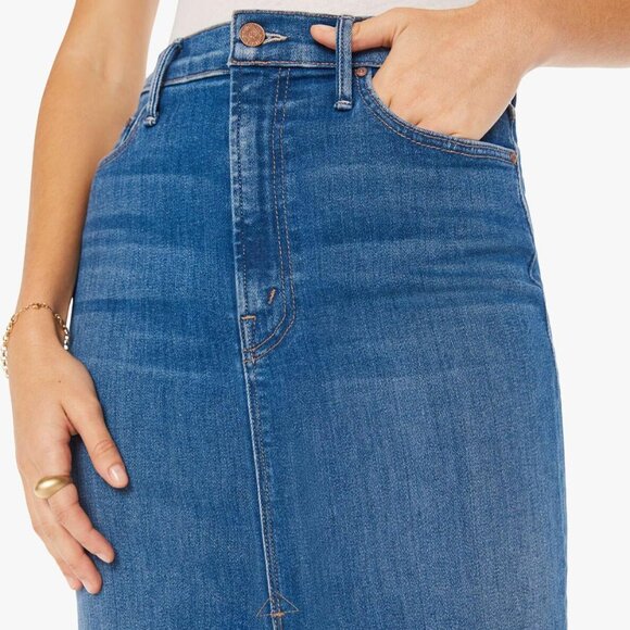 MOTHER The Reverse Pencil Pusher Denim Skirt in Hue are you Brand New with Tag - Picture 2 of 4